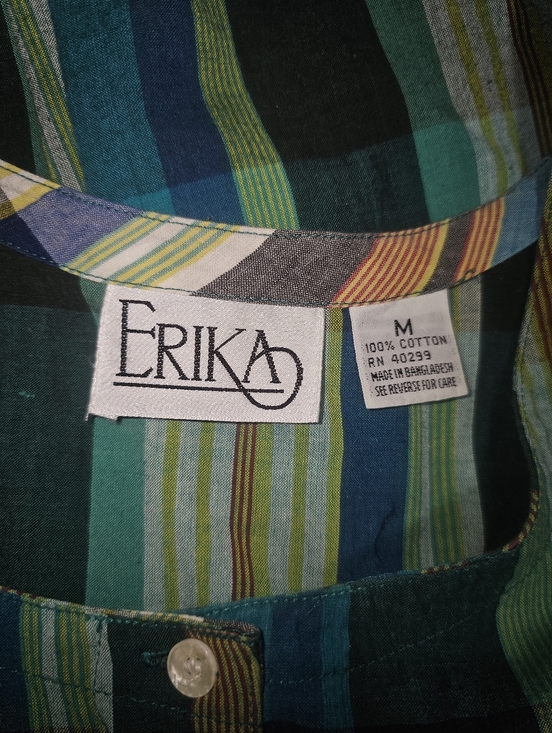 Vintage 90s Erika Plaid Cotton Midi Dress Lagenlook Bubble Hem Pockets Tie Back - Picture 10 of 11